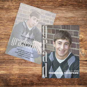 Minimalist Graduate Modern Simple Two Photo Invitation
