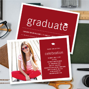 Minimalist Graduate Photo Simple Graduation Party Invitation