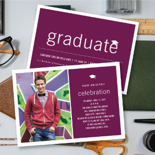 Minimalist Graduate Photo Simple Graduation Party Invitation
