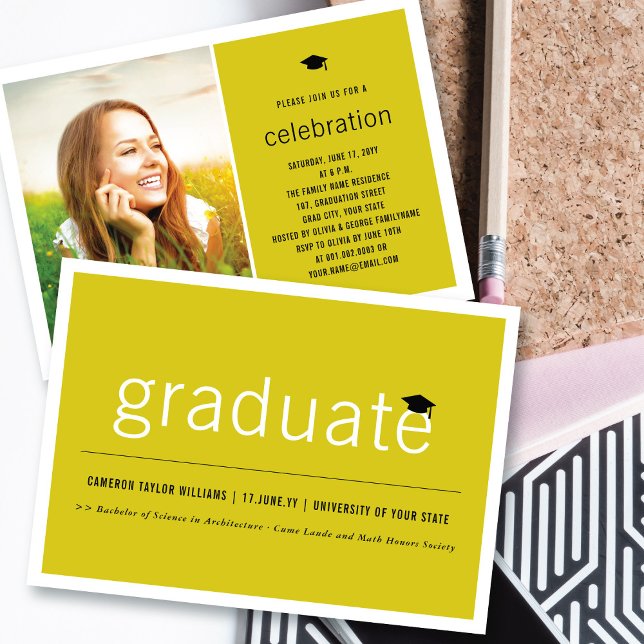 Minimalist Graduate Photo Simple Graduation Party Invitation (Creator Uploaded)