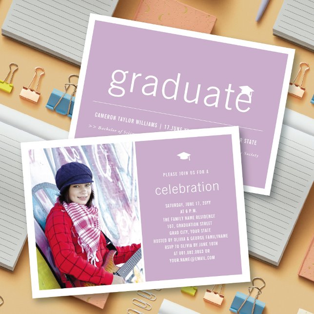 Minimalist Graduate Photo Simple Graduation Party Invitation (Creator Uploaded)