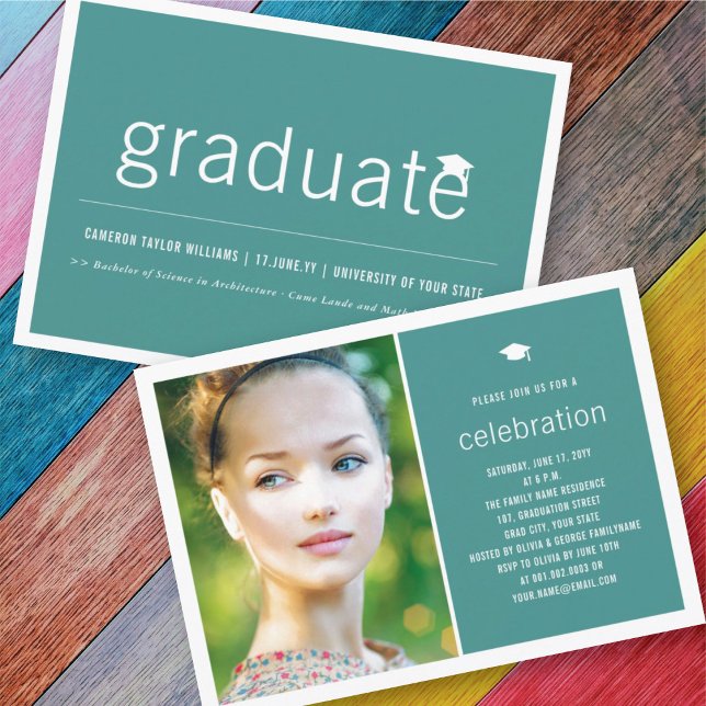 Minimalist Graduate Photo Simple Graduation Party Invitation (Creator Uploaded)