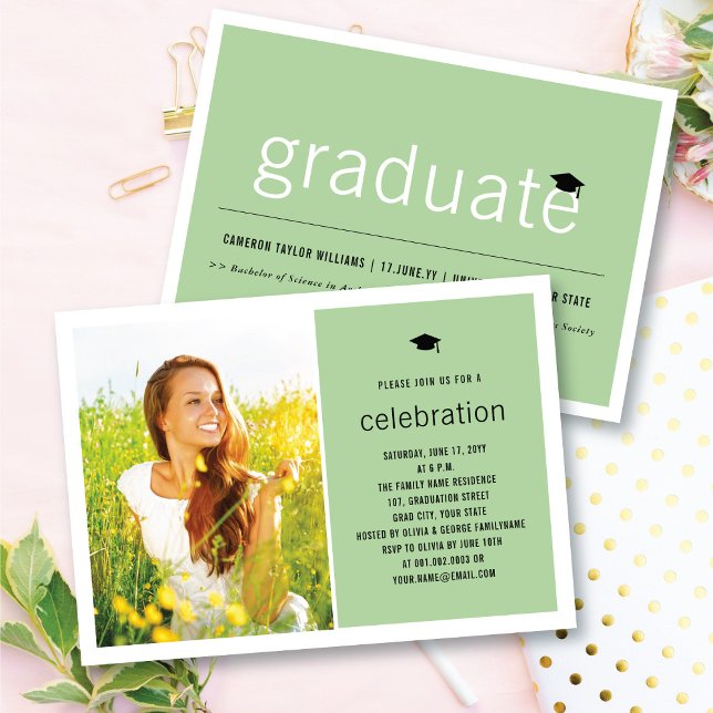 Minimalist Graduate Photo Simple Graduation Party Invitation (Creator Uploaded)