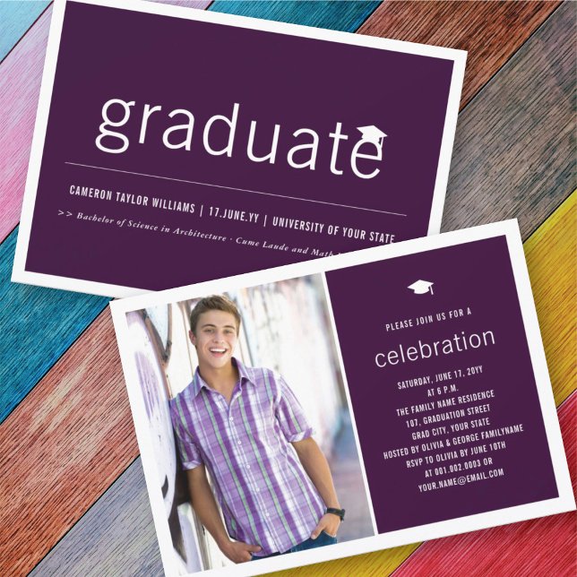 Minimalist Graduate Photo Simple Graduation Party Invitation (Creator Uploaded)