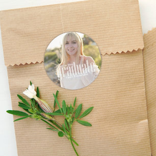 Minimalist Graduate Picture Simple Modern Photo Classic Round Sticker