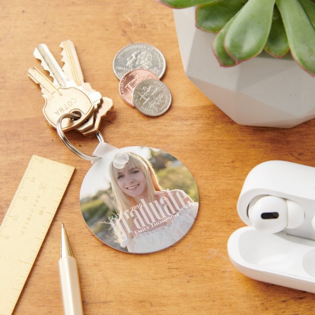 Minimalist Graduate Picture Simple Modern Photo  Key Ring (Desk)