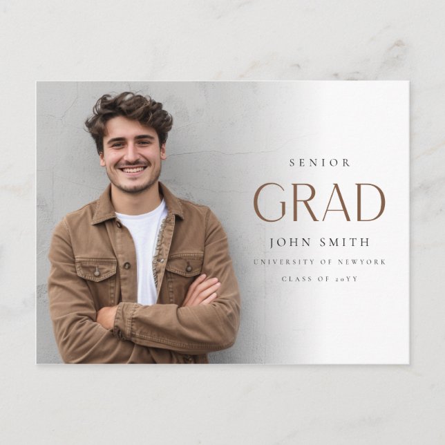 Minimalist Graduate Senior Grad Photo Announcement Postcard (Front)