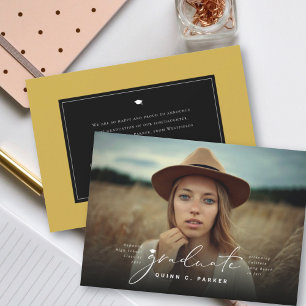 Minimalist Graduate Simple Graduation Cap Photo Announcement