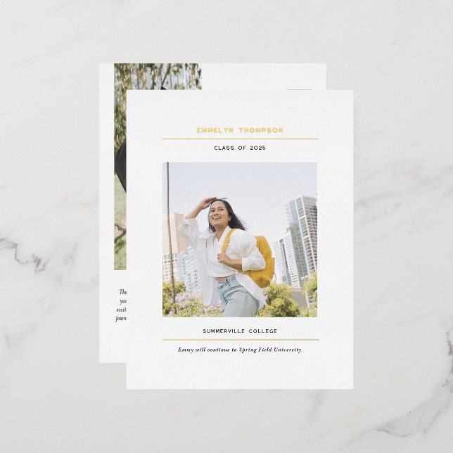 Minimalist graduation announcement postcards (Front/Back)