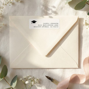 Minimalist Graduation Cap Return Address Label