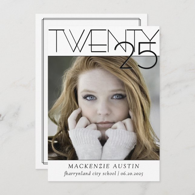 Minimalist Graduation | Classic Script Grad Photo Announcement (Front/Back)