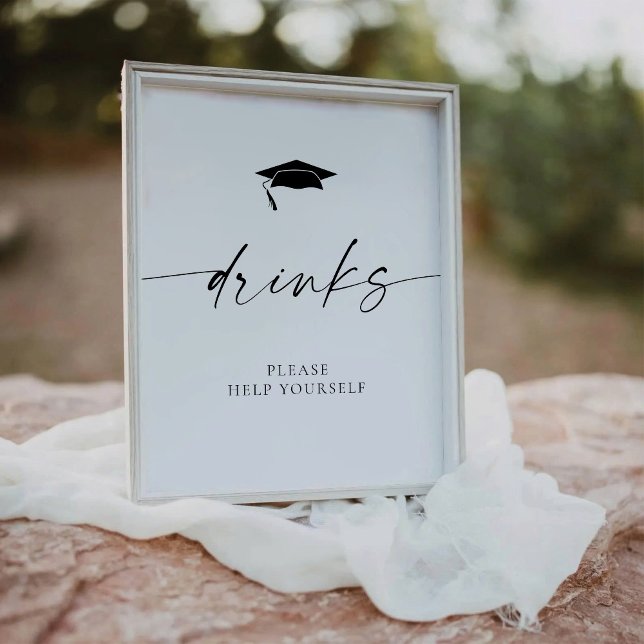 Minimalist Graduation Drinks Pedestal Sign (Creator Uploaded)