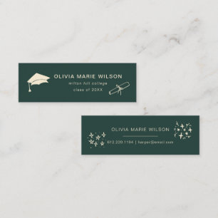 Minimalist Graduation Icon Name Card Forrest Green