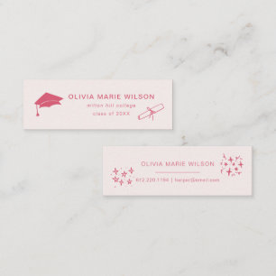 Minimalist Graduation Icon Name Card Light Pink