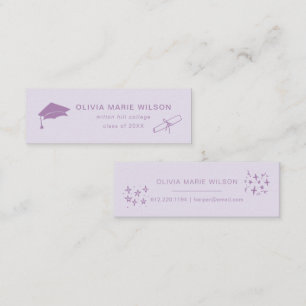 Minimalist Graduation Icon Name Card Purple