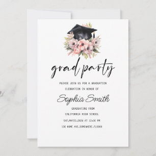Minimalist Graduation Invitation, Elegant Black Invitation