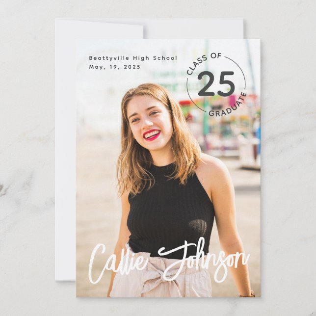 Minimalist Graduation Photo Announcement Card (Front)