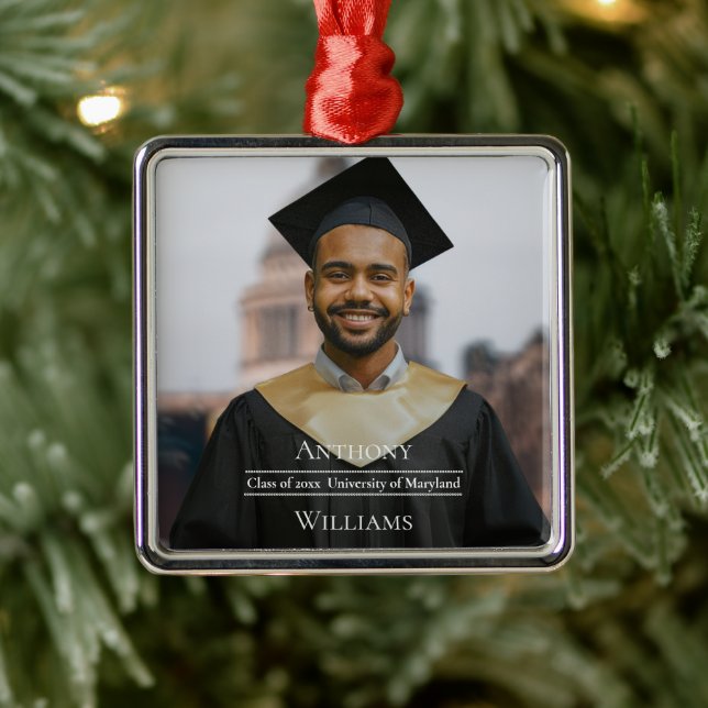 Minimalist Graduation Photo Metal Ornament (Tree)