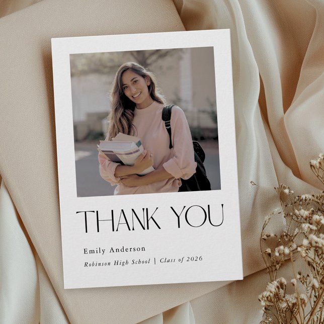 Minimalist Graduation Photo Thank You Card (Creator Uploaded)