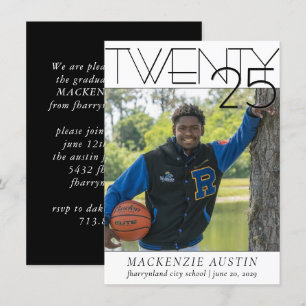 Minimalist Graduation   Script Grad Photo Party Invitation