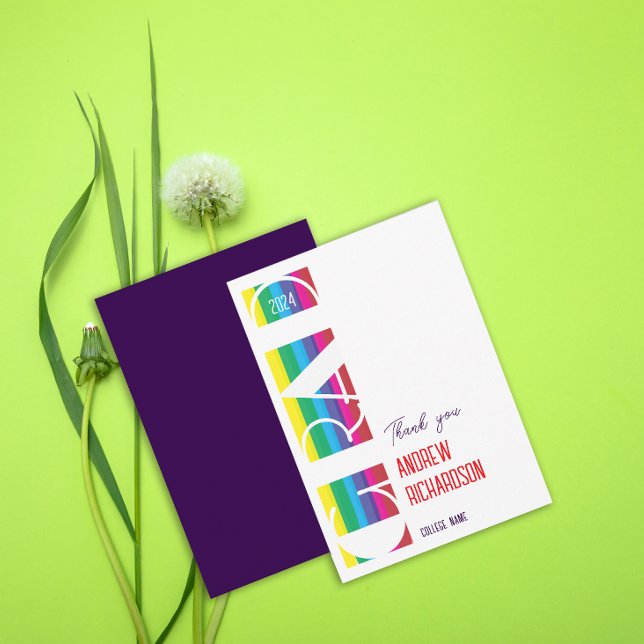 Minimalist graduation stripe pattern thank you card (Creator Uploaded)