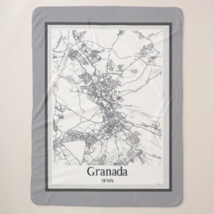Minimalist Granada City Map Sherpa Blanket
