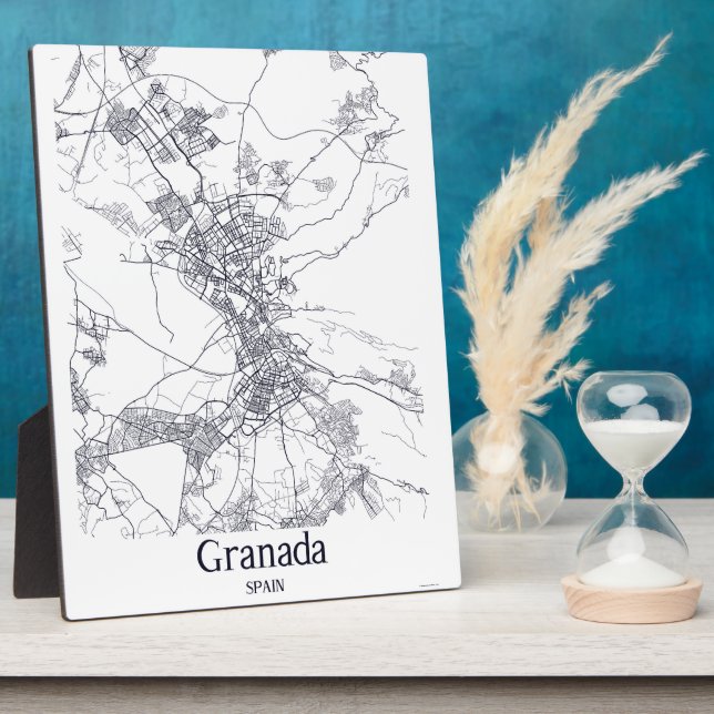 Minimalist Granada City Map Tabletop Plaque (Side)
