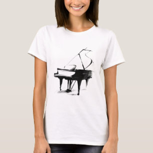 Minimalist Grand Piano Sketch Music T-Shirt