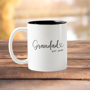 Minimalist Grandad Established Elegant Script  Two-Tone Coffee Mug