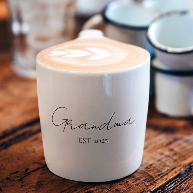 Minimalist Grandma EST 2025 | Custom Grandpa Gift Espresso Cup (Creator Uploaded)