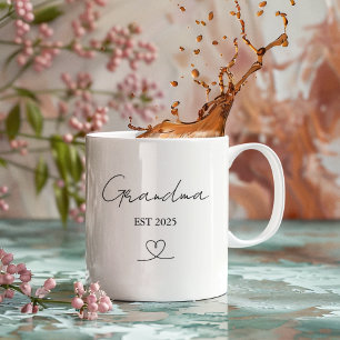 Minimalist Grandma EST Year   Custom Gift Mug