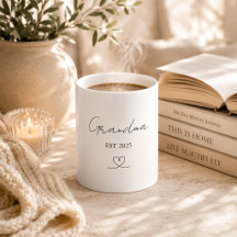 Minimalist Grandma EST Year | Custom Gift Mug