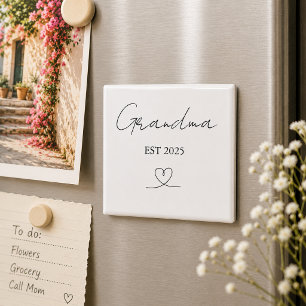 Minimalist Grandma EST Year Custom Magnet