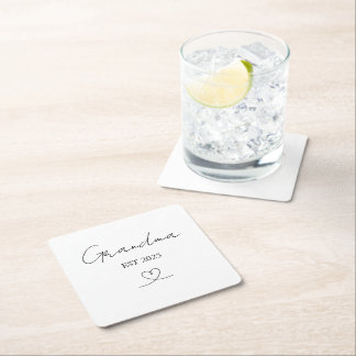 Minimalist Grandma EST Year | Custom Paper Coaster