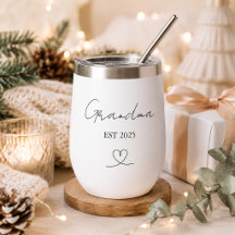 Minimalist Grandma EST Year Custom Wine Tumbler