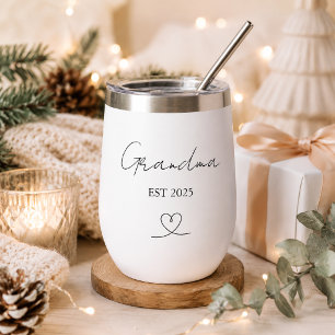 Minimalist Grandma EST Year Custom Wine Tumbler