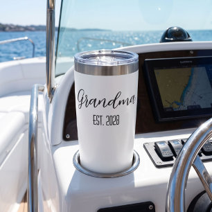 Minimalist Grandma Established Black Script Text Insulated Tumbler
