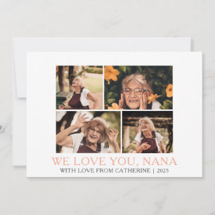 Minimalist Grandma nana mothers Day 4 Photo Holiday Card