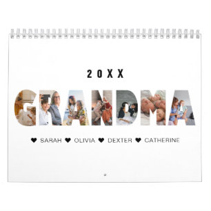 Minimalist Grandma Photo Collage Memories Calendar