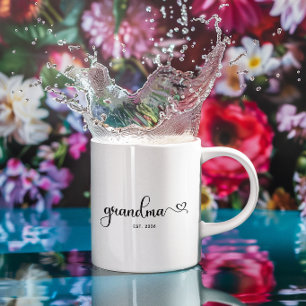 Minimalist Grandma Swash Heart Script Mug