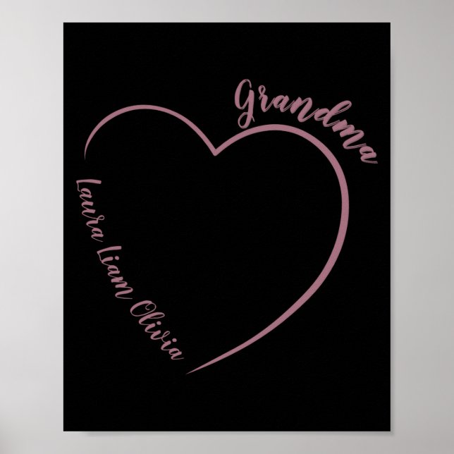 Minimalist Grandma With Grandkids Names And Heart  Poster (Front)
