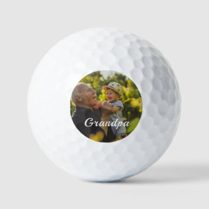 Minimalist grandpa Photo and Script Personalised Golf Balls