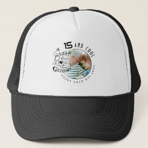 Minimalist Grandson Birthday Lettering Photo Trucker Hat