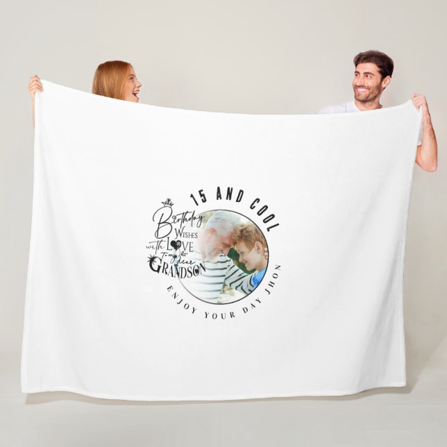 Minimalist Grandson Custom Gifts Fleece Blanket (In Situ)