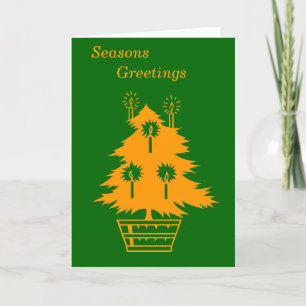 minimalist graphic design gold tree for christmas holiday card