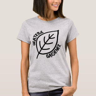 Minimalist Grateful Gardener Hand Drawn Leaf T-Shirt