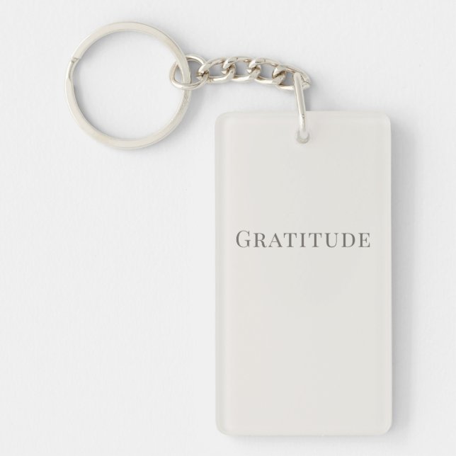 Minimalist Gratitude – Calm Typography Design Key Ring (Front)
