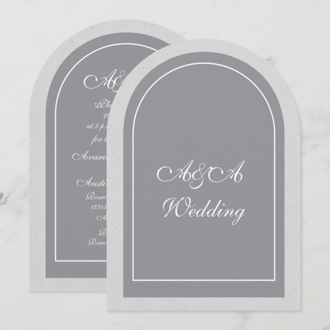 Minimalist Gray and Light Gray Arch Wedding  Invitation (Front/Back)