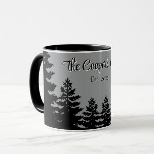 Minimalist gray black pine tree silhouette     mug