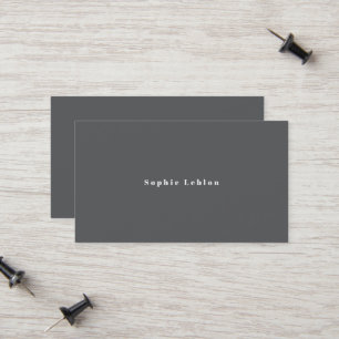 Minimalist gray contact card with serif font name